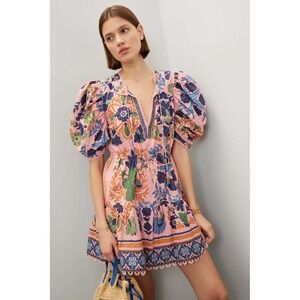 FARM Rio Colorful Floral Puff Sleeve Mini Dress